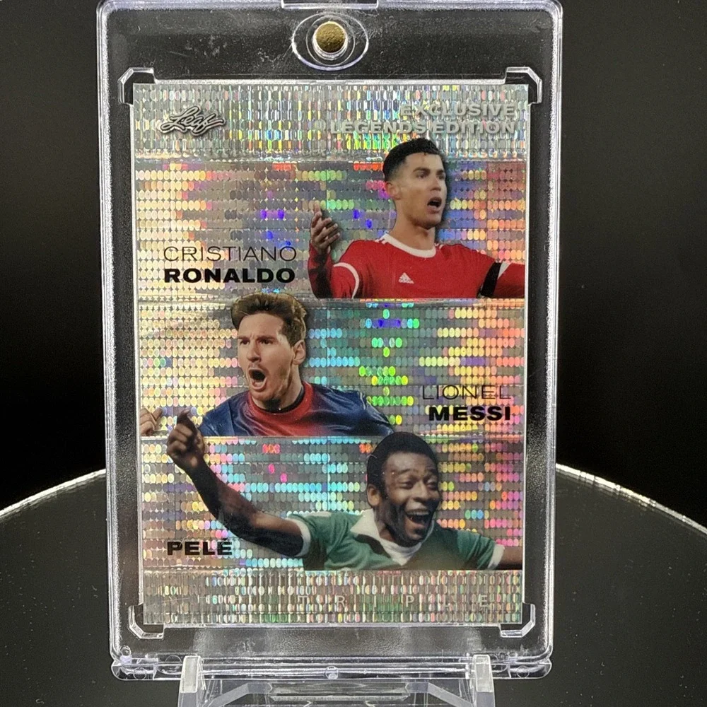 Cristiano Ronaldo / Lionel Messi/ Pele 2024 Leaf Legends Trio Silver /25